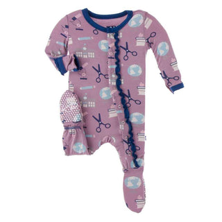 KicKee Pants Print Muffin Ruffle Footie with Snaps - Pegasus Education
