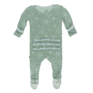 KicKee Pants Print Muffin Ruffle Footie with Snaps - Shore Snowflakes