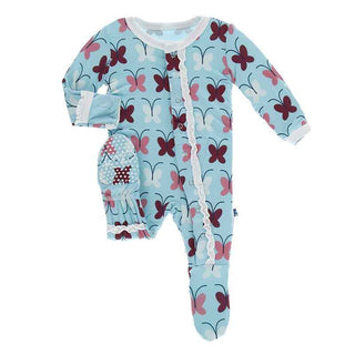 KicKee Pants Print Muffin Ruffle Footie with Snaps - Tallulahs Butterfly