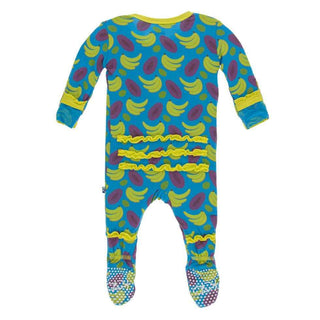 KicKee Pants Print Muffin Ruffle Footie with Snaps - Tropical Fruit