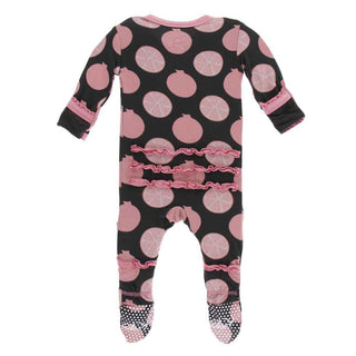 KicKee Pants Print Muffin Ruffle Footie with Snaps - Zebra Pomegranate