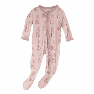 KicKee Pants Print Muffin Ruffle Footie with Zipper - Baby Rose Ballet