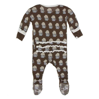 KicKee Pants Print Muffin Ruffle Footie with Zipper - Hot Cocoa