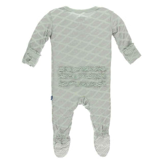 Print Bamboo Muffin Ruffle Footie with Zipper - Iridescent Mermaid Scales Baby & Toddler Sleepwear