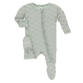 Print Bamboo Muffin Ruffle Footie with Zipper - Iridescent Mermaid Scales Baby & Toddler Sleepwear