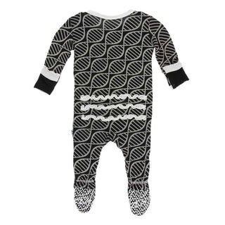KicKee Pants Print Muffin Ruffle Footie with Zipper - Midnight Double Helix