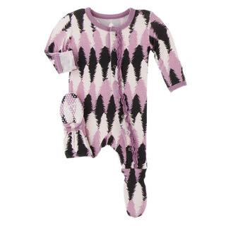 KicKee Pants Print Muffin Ruffle Footie with Zipper - Midnight Forestry