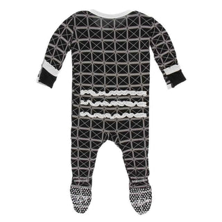 Print Bamboo Muffin Ruffle Footie with Zipper - Midnight Infrastructure Baby & Toddler Sleepwear