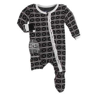 KicKee Pants Print Muffin Ruffle Footie with Zipper - Midnight Infrastructure
