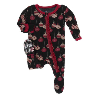 KicKee Pants Print Muffin Ruffle Footie with Zipper - Midnight Ornaments