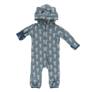 KicKee Pants Print Quilted Hoodie Coverall with Sherpa-Lined Hood - Dusty Sky Astronaut/Twilight Rockets