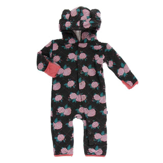 KicKee Pants Print Quilted Hoodie Coverall with Sherpa-Lined Hood - English Rose Garden with English Rose