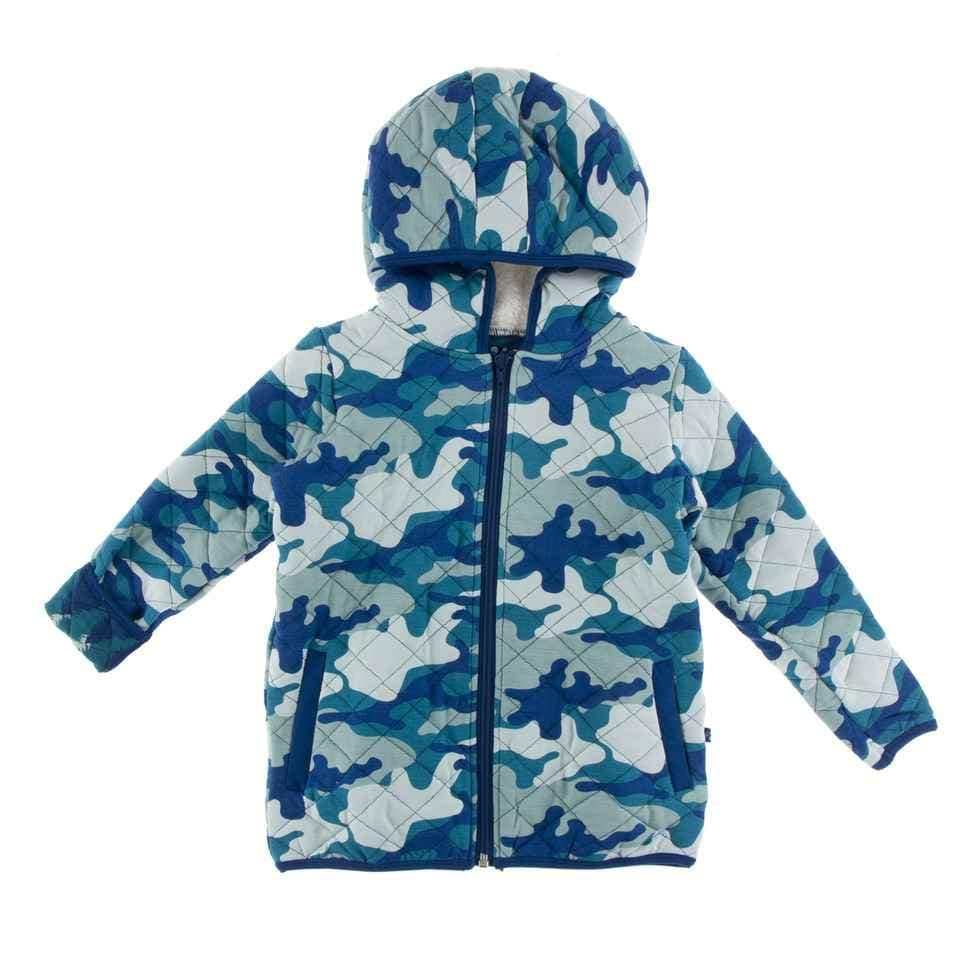 KicKee Pants Quilted Jacket w/ Hood, Oasis Military/Navy Forestry