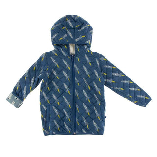 KicKee Pants Print Quilted Jacket with Sherpa-Lined Hood - Twilight Rockets/Dusty Sky Astronauts