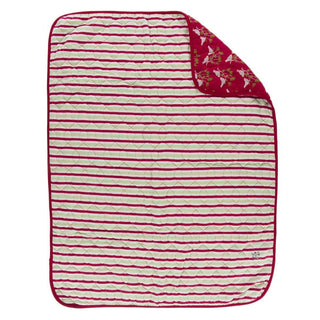 KicKee Pants Print Quilted Stroller Blanket - 2020 Candy Cane Stripe/Crimson Kissing Birds, One Size