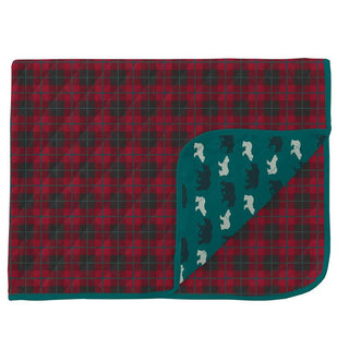 KicKee Pants Print Quilted Throw Blanket, Anniversary Plaid and Cedar Brown Bear - One Size WCA22
