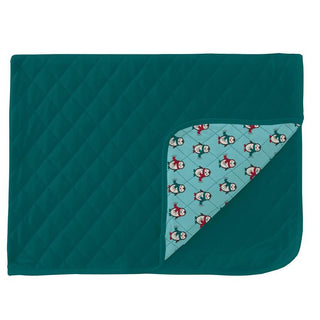 KicKee Pants Print Quilted Throw Blanket, Cedar and Iceberg Penguins - One Size WCA22