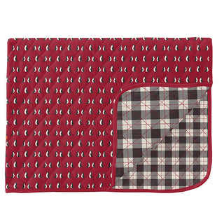 KicKee Pants Print Quilted Throw Blanket, Crimson Penguins and Midnight Holiday Plaid - One Size
