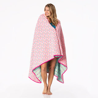 KicKee Pants Print Quilted Throw Blanket - Lotus Sprinkles & Summer Sky Mini Fruits