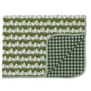 KicKee Pants Print Quilted Throw Blanket, Moss Chicks and Moss Gingham - One Size