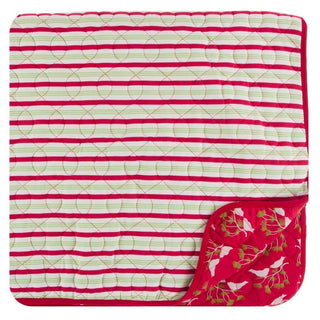 KicKee Pants Print Quilted Toddler Blanket - 2020 Candy Cane Stripe/Crimson Kissing Birds, One Size