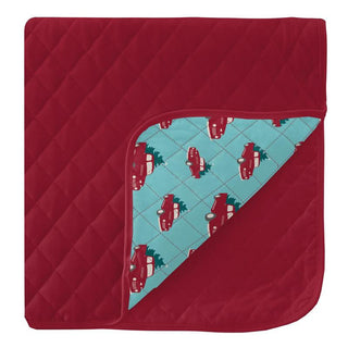 KicKee Pants Print Quilted Toddler Blanket, Crimson and Iceberg Trucks and Trees - One Size WCA22