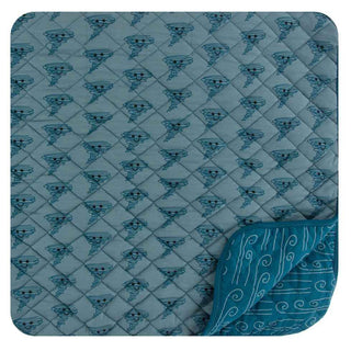 KicKee Pants Print Quilted Toddler Blanket - Dusty Sky Happy Tornado/Heritage Blue Wind, One Size