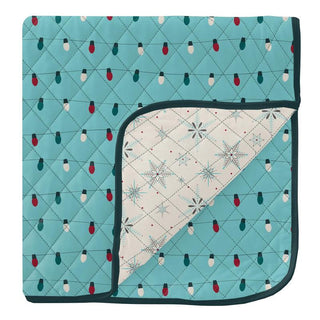 KicKee Pants Print Quilted Toddler Blanket, Iceberg Holiday Lights and Natural Snowflakes - One Size WCA22