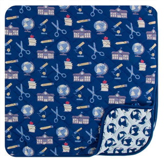 KicKee Pants Print Quilted Toddler Blanket - Navy Education/Spring Sky Environmental Protection, One Size