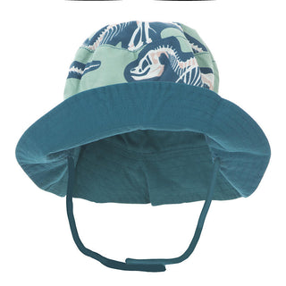 KicKee Pants Print Reversible Bucket Hat - Shore T-Rex Dig with Heritage Blue