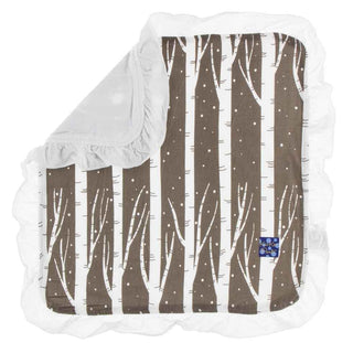 KicKee Pants Print Ruffle Bamboo Lovey Blanket - Falcon Snow, One Size