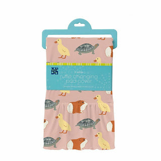 KicKee Pants Print Ruffle Changing Pad Cover - Peach Blossom Class Pets - One Size