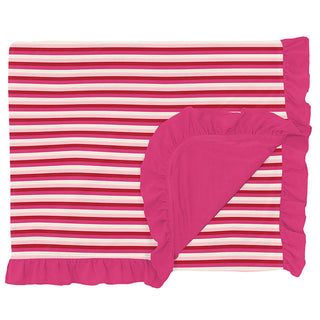 KicKee Pants Print Ruffle Double Layer Throw Blanket - Anniversary Candy Stripe
