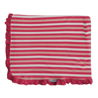 KicKee Pants Print Ruffle Double Layer Throw Blanket - Hopscotch Stripe - One Size