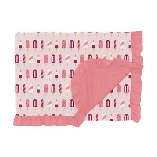 KicKee Pants Print Ruffle Double Layer Throw Blanket, Macaroon Popsicles - One Size