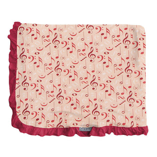 KicKee Pants Print Ruffle Double Layer Throw Blanket - Peach Blossom Music Class - One Size