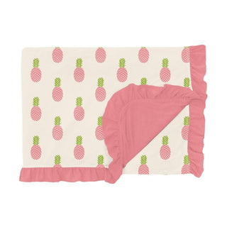 KicKee Pants Print Ruffle Double Layer Throw Blanket, Strawberry Pineapples - One Size