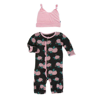 KicKee Pants Print Ruffle Layette Gown Converter and Double Knot Hat Set - English Rose Garden
