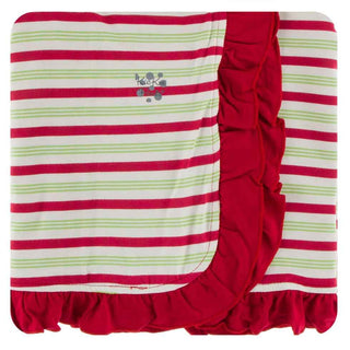KicKee Pants Print Ruffle Stroller Blanket - 2020 Candy Cane Stripe, One Size