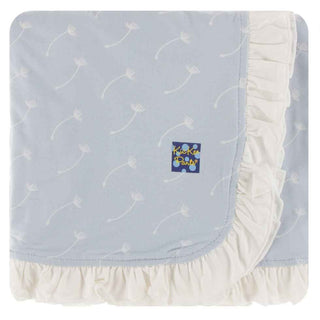KicKee Pants Print Ruffle Stroller Blanket - Dew Dandelion Seeds, One Size