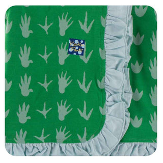 KicKee Pants Print Ruffle Stroller Blanket - Dino Tracks, One Size