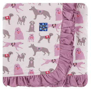 KicKee Pants Print Ruffle Stroller Blanket - Macaroon Canine First Responders, One Size