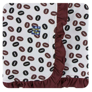 KicKee Pants Print Ruffle Stroller Blanket Natural Coffee Beans, One Size