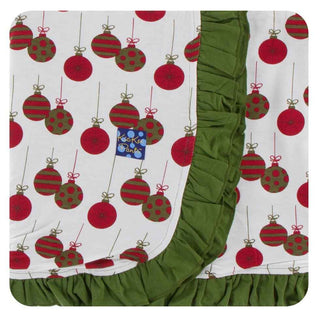KicKee Pants Print Ruffle Stroller Blanket - Natural Ornaments, One Size
