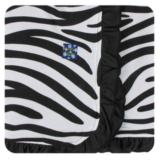 KicKee Pants Print Ruffle Stroller Blanket Natural Zebra Print, One Size