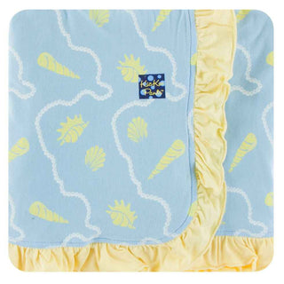 KicKee Pants Print Ruffle Stroller Blanket Pond Shells, One Size