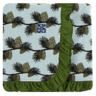 KicKee Pants Print Ruffle Stroller Blanket - Spring Sky Pine Cones, One Size