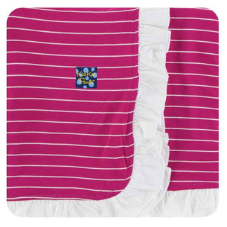 KicKee Pants Print Ruffle Stroller Blanket - Tokyo Dragonfruit Stripe, One Size