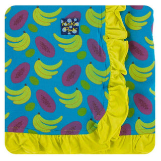KicKee Pants Print Ruffle Stroller Blanket Tropical Fruit, One Size