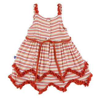 KicKee Pants Print Ruffle Tank Dress with Bloomer - Girl Fresh Water Stripe